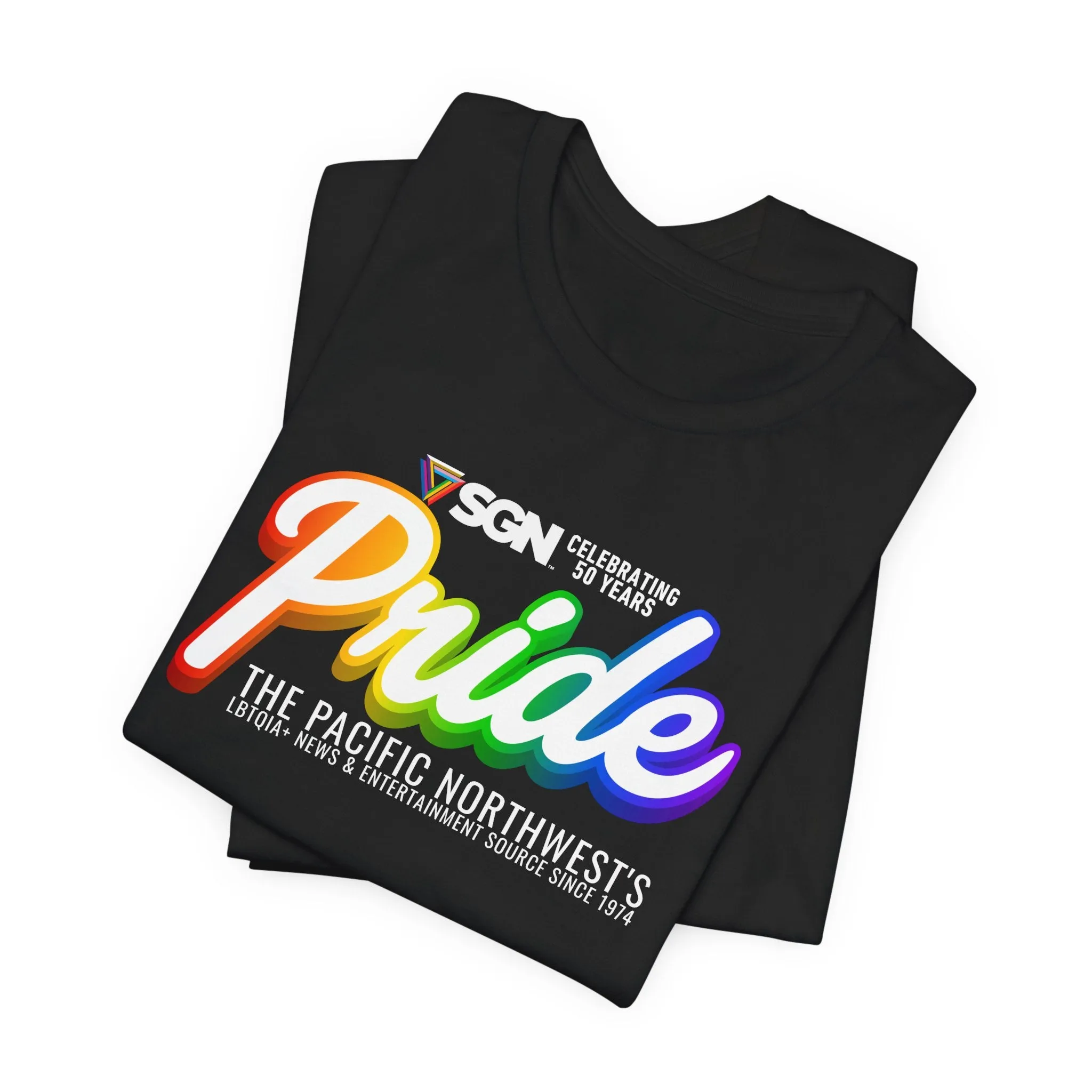 Rainbow SGN Seattle's PRIDE 2024 -Limited Edition - Seattle Gay News Celebrate 50 Years - Tee, Tank or Sweatshirt