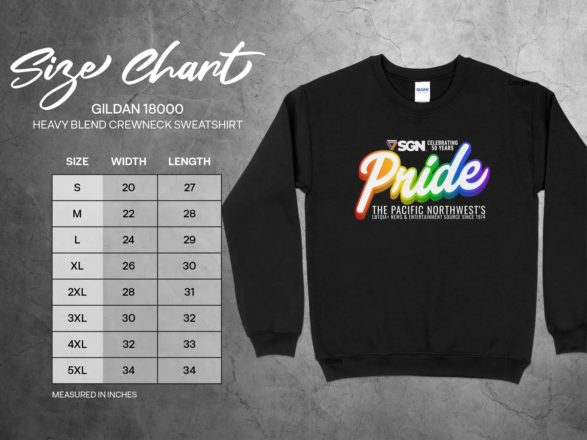 Rainbow SGN Seattle's PRIDE 2024 -Limited Edition - Seattle Gay News Celebrate 50 Years - Tee, Tank or Sweatshirt