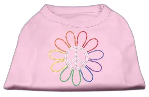 Rhinestone Rainbow Flower Peace Sign Shirts Light Pink XXL (18)