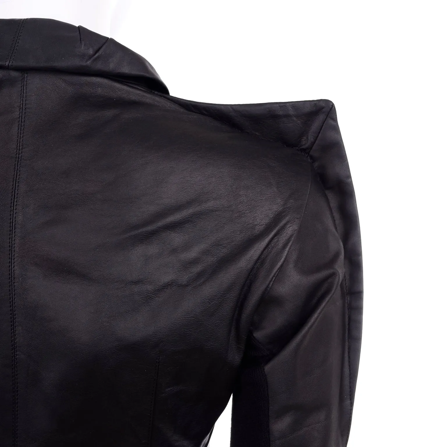 Rick Owens Asymmetrical Avant Garde Black Leather Jacket W Zipper