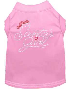 Santa's Girl Rhinestone Dog Shirt Light Pink Xs (8)