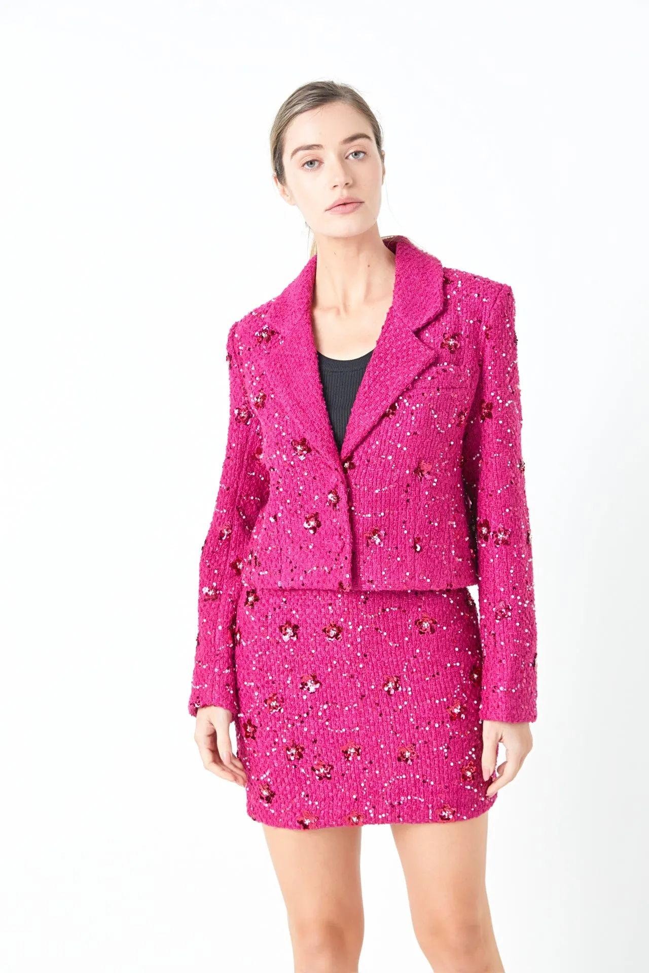 Sequins Cropped Blazer