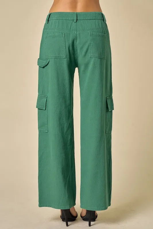 Skate Cargo Wide Leg Pants In Green