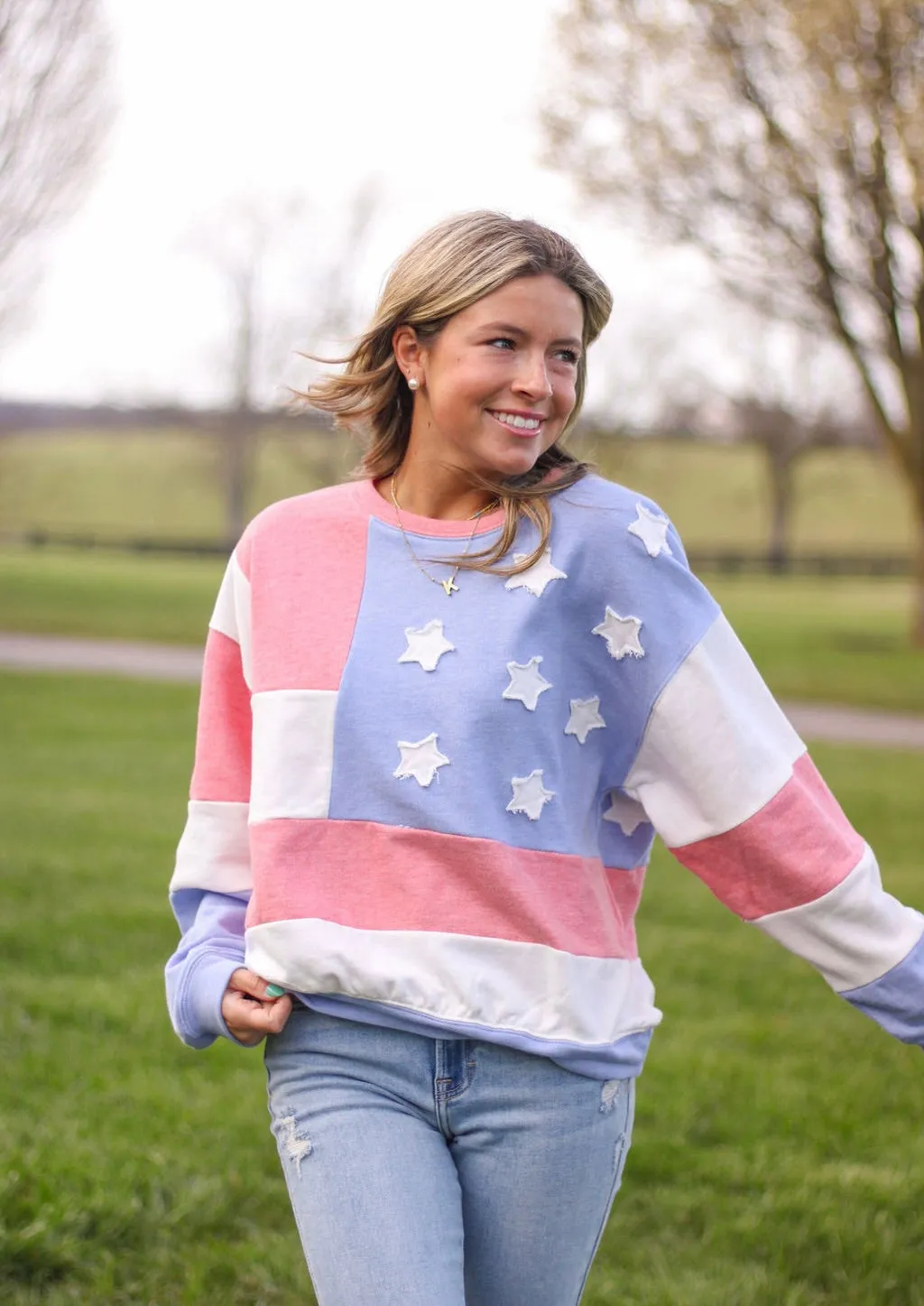 Starry Night Patriotic Light Weight Sweatshirt