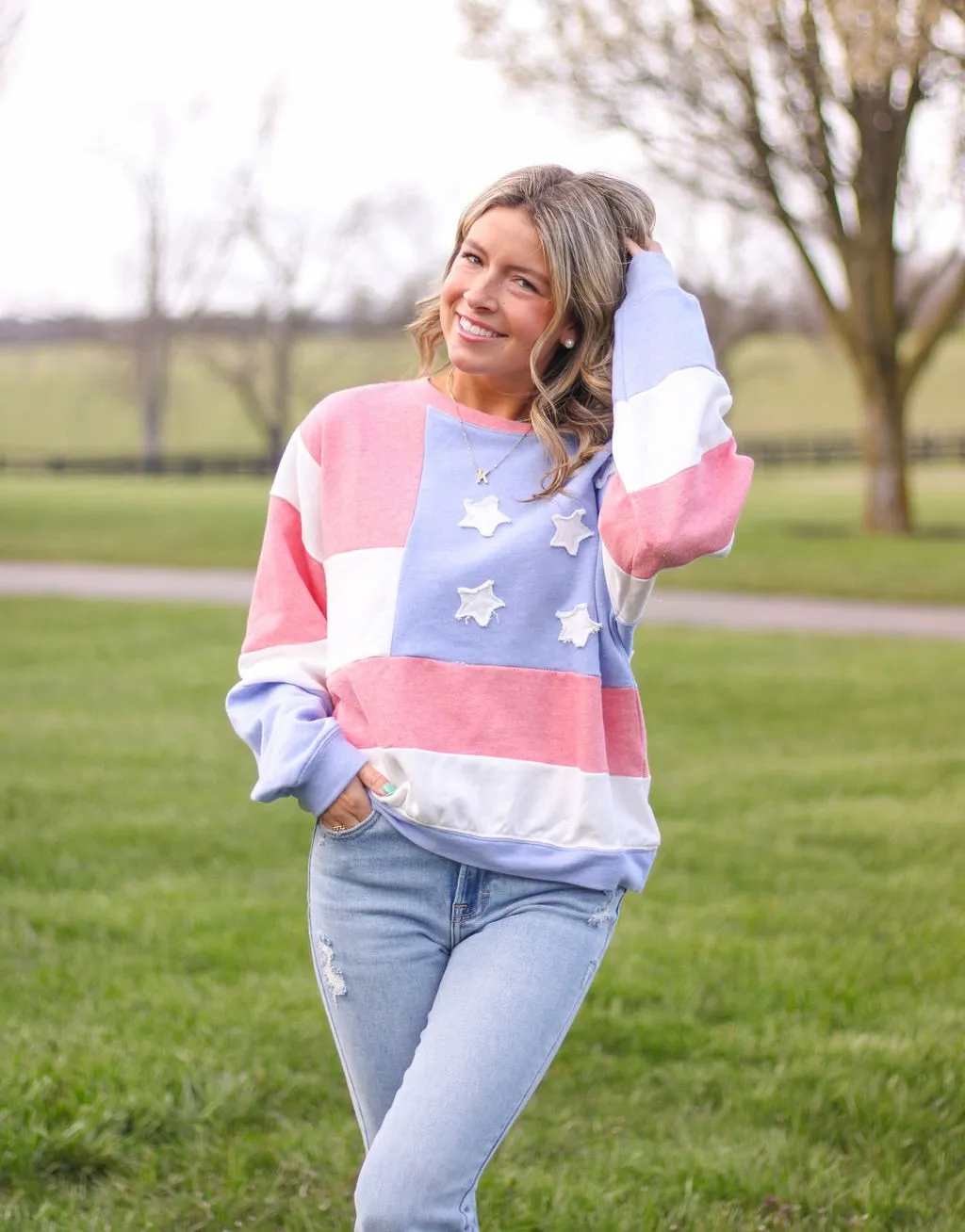 Starry Night Patriotic Light Weight Sweatshirt