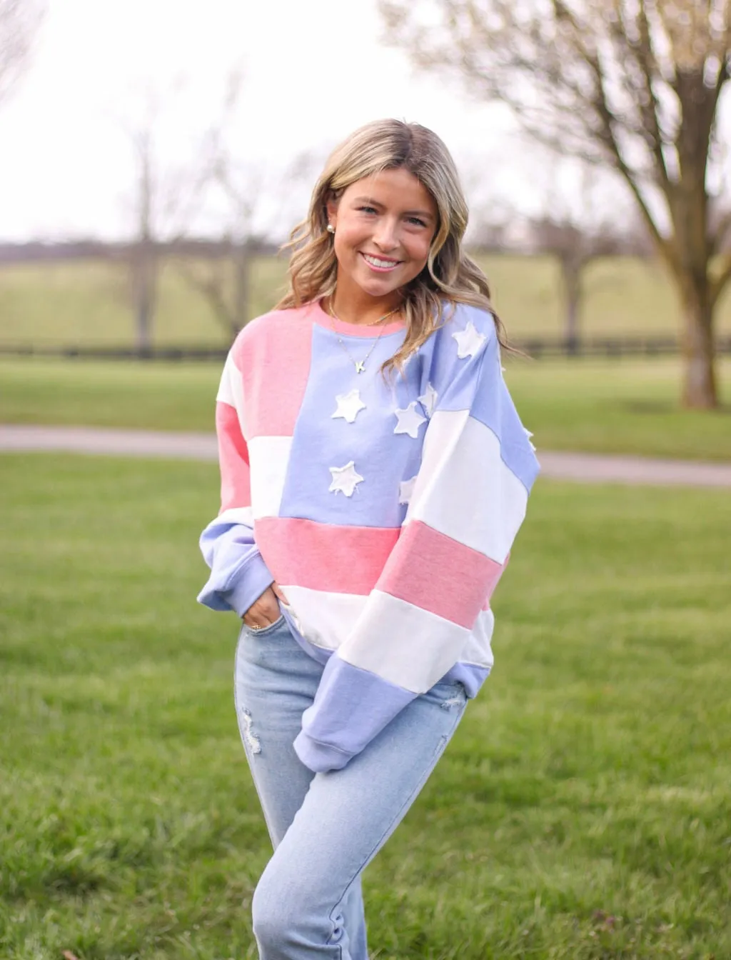 Starry Night Patriotic Light Weight Sweatshirt