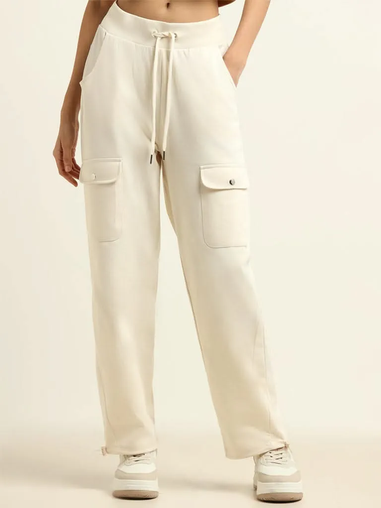 Studiofit Cream Cargo Track Pants