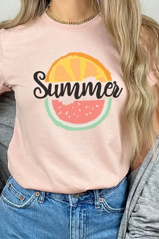 Summer Fruit Slices Watermelon Orange Graphic Tee