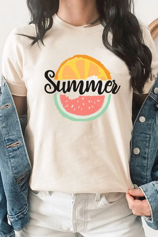 Summer Fruit Slices Watermelon Orange Graphic Tee