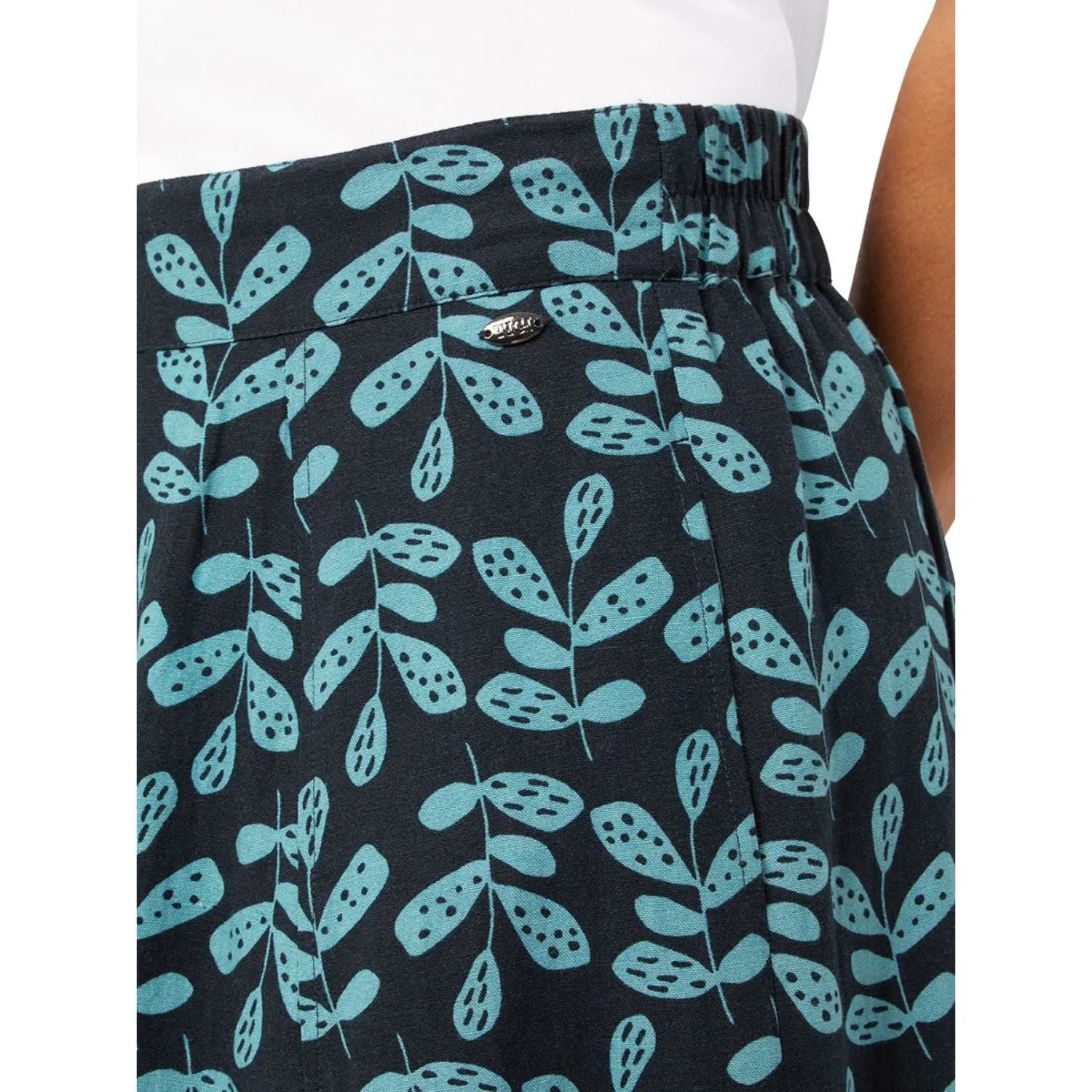 TIGI 10/12 Indigo Eco Leaf Print Button Skirt