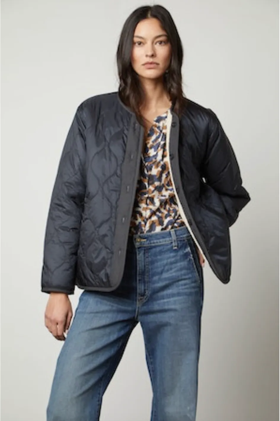 Velvet by Graham & Spencer Marissa 05 Quilted Sherpa Jacket | Navy