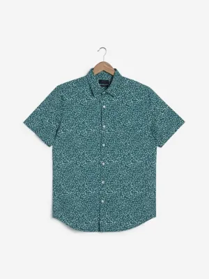 WES Casuals Green Floral Slim Fit Shirt