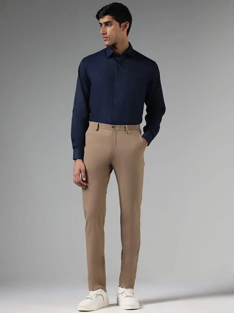 WES Formals Solid Navy Relaxed-Fit Shirt