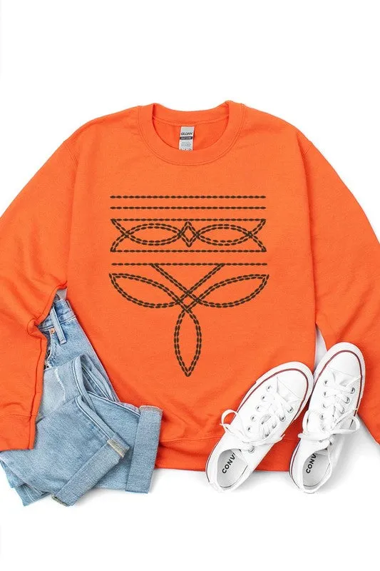 Western Boot Stitch Graphic Fleece Sweatshirts