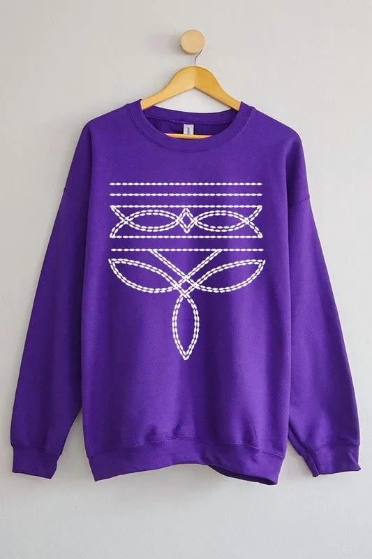 Western Boot Stitch Graphic Fleece Sweatshirts