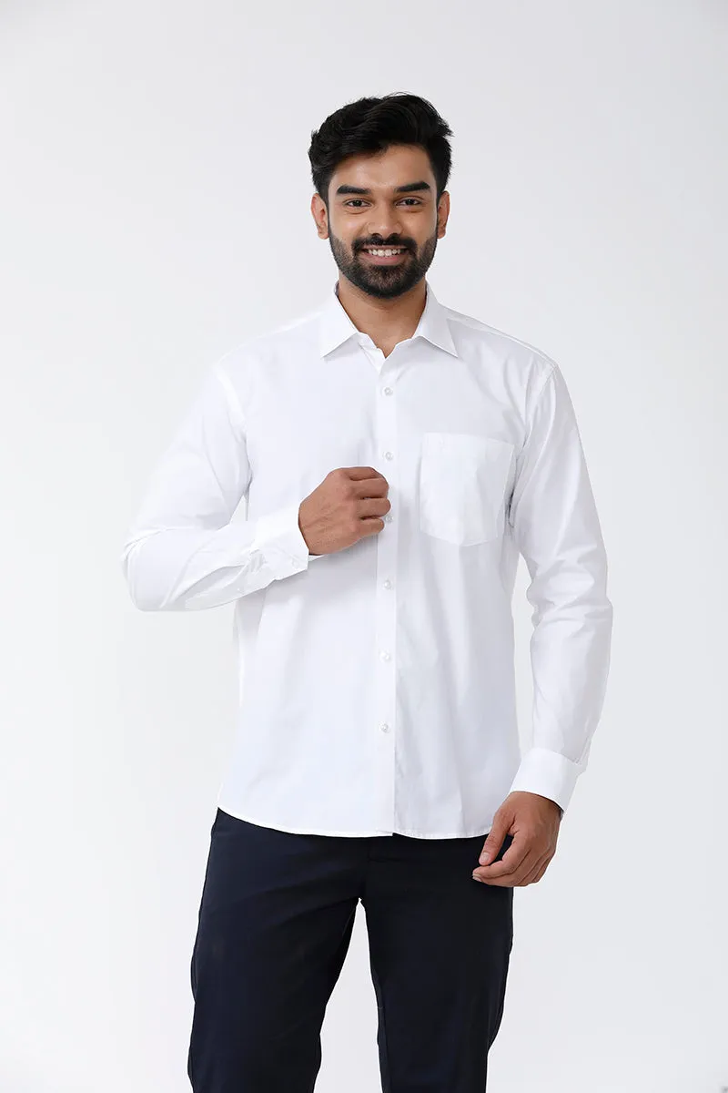 White Field - 100%Cotton Formal White Shirt For Men | Uathayam